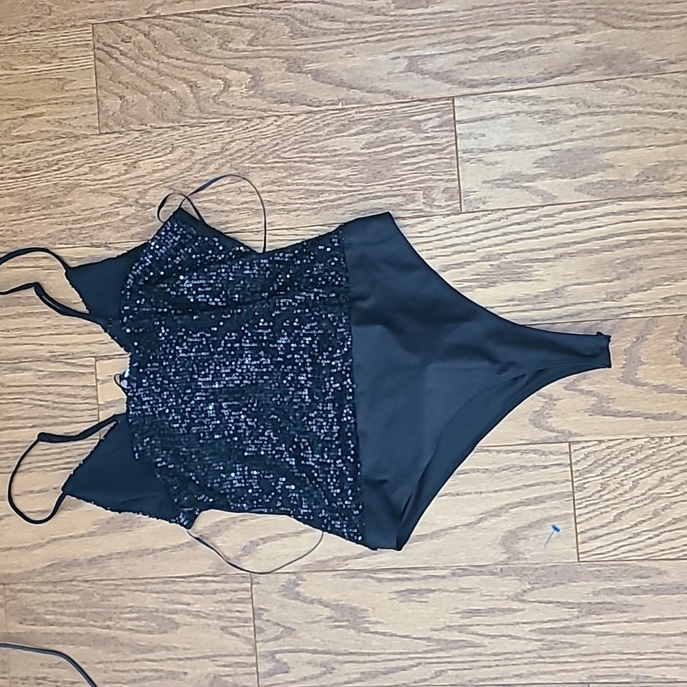 NWT Sincerely Jules sequin black womens bodysuit - Picture 4 of 4